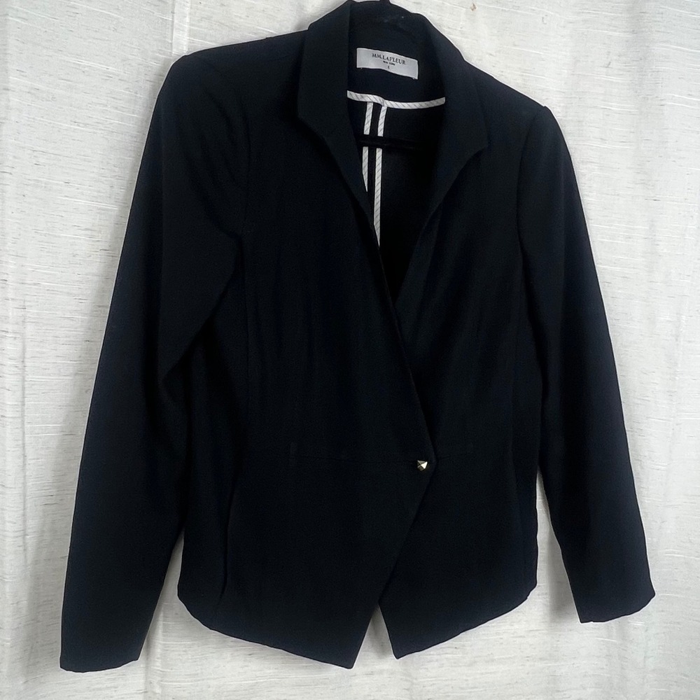 MM.LaFleur Moreland Jacket Asymmetrical Button Blazer Workwear. Black. Womens 6